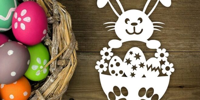 Bunny with a basket to paper cut Free PDF DXF