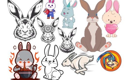 Pack SVG Designs Rabbits Vectors