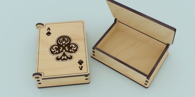 Box for playing cards 4mm wood dxf cdr for laser cut