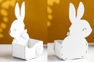 DXF files for laser Happy Easter Bunny napkin rings for Cricut and Silhouette Plywood MDF Paper 4 different designs