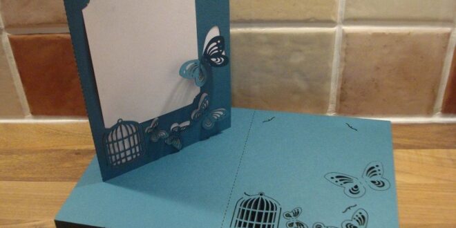 Free SVG Cage and butterflies paper cut invitation