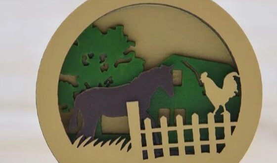 Cnc cut design Layered farm ornament