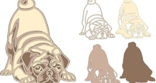 Pug dog layered to cut DXF CDR Files