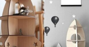 Wood 6mm rocket decoration jigsaw and shelf