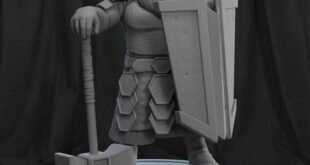 Free STL 3D Models warrior with sledgehammer and shield