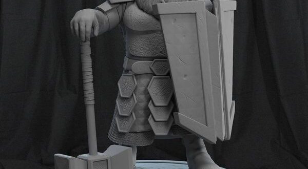 Free STL 3D Models warrior with sledgehammer and shield