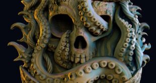 Free STL Relief Skull Octopus