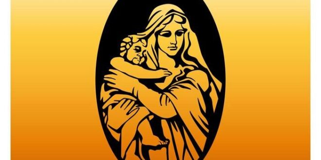 Free silhouette mary and jesus vector