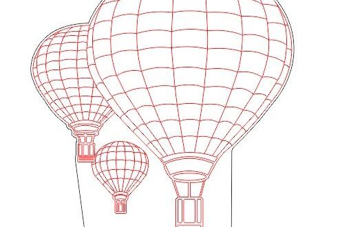 Free 3D illusion Hot Air Balloon vector for laser cut