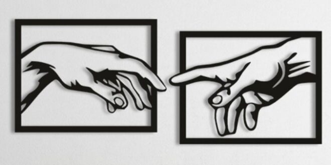 The creation Hands panel frame cut silhouette vector