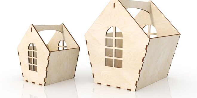 Box house for laser wood cut 3mm 4mm 6mm versions
