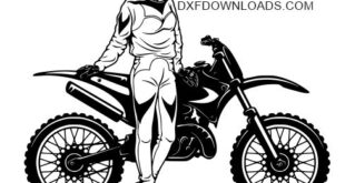 Free vector Girl and Motocross Motorcycle