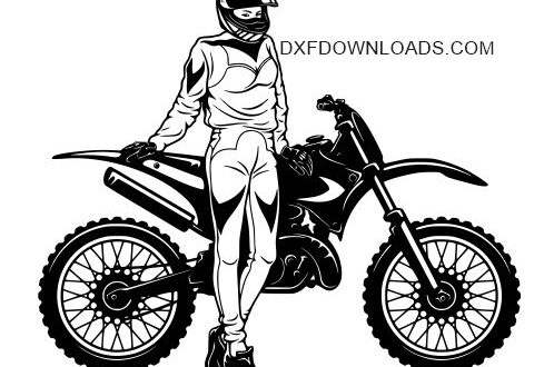 Free vector Girl and Motocross Motorcycle