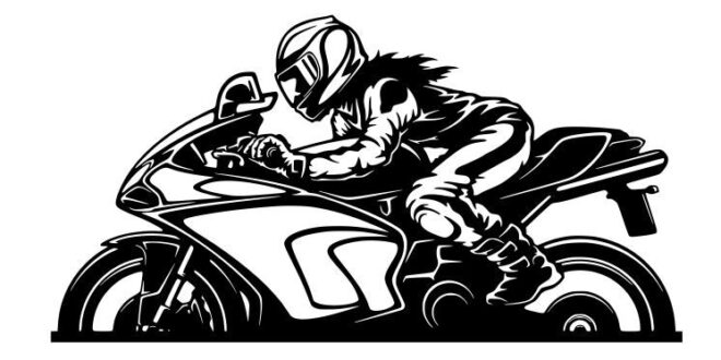 Free 2d silhouette Girl and Sport Motorcycle vector