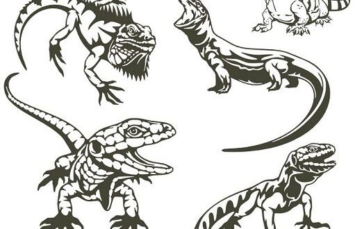 Free set Lizards stencil DXF SVG vectors