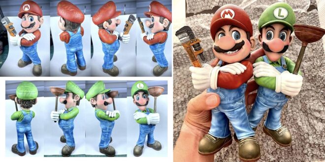 Mario and Luigi plumbers model for 3D print STL File