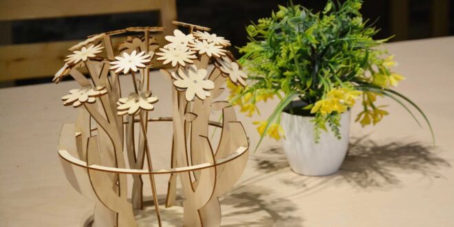 Laser cut artificial flowers for decoration