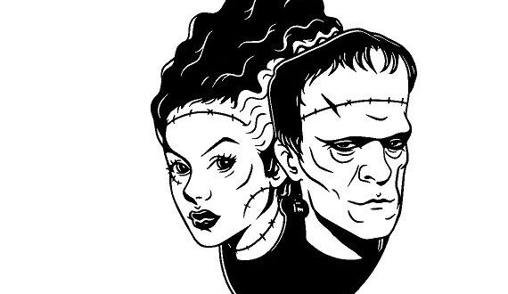 Frankenstein with the bride silhouette