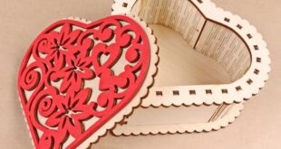 Laser cut design Heart shaped gift box