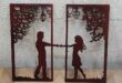 Couple painting in love silhouette