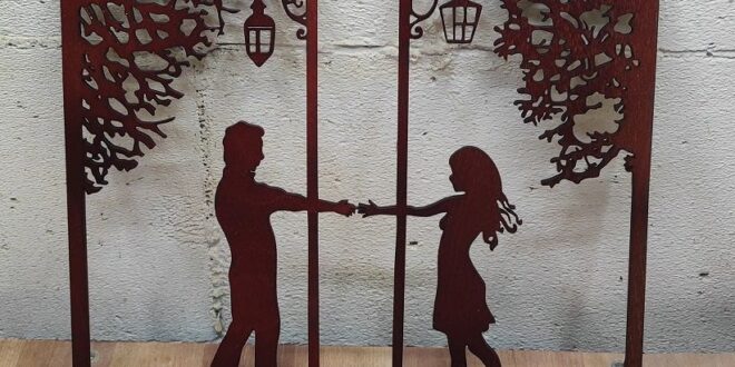 Couple painting in love silhouette