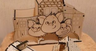 Three Piglets Tea House Wood Laser Cut